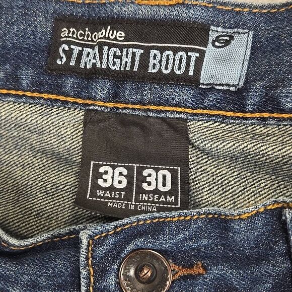 Anchor Blue Straight Boot Jeans Baggy Y2K 36x30 Wide Leg - Picture 4 of 11